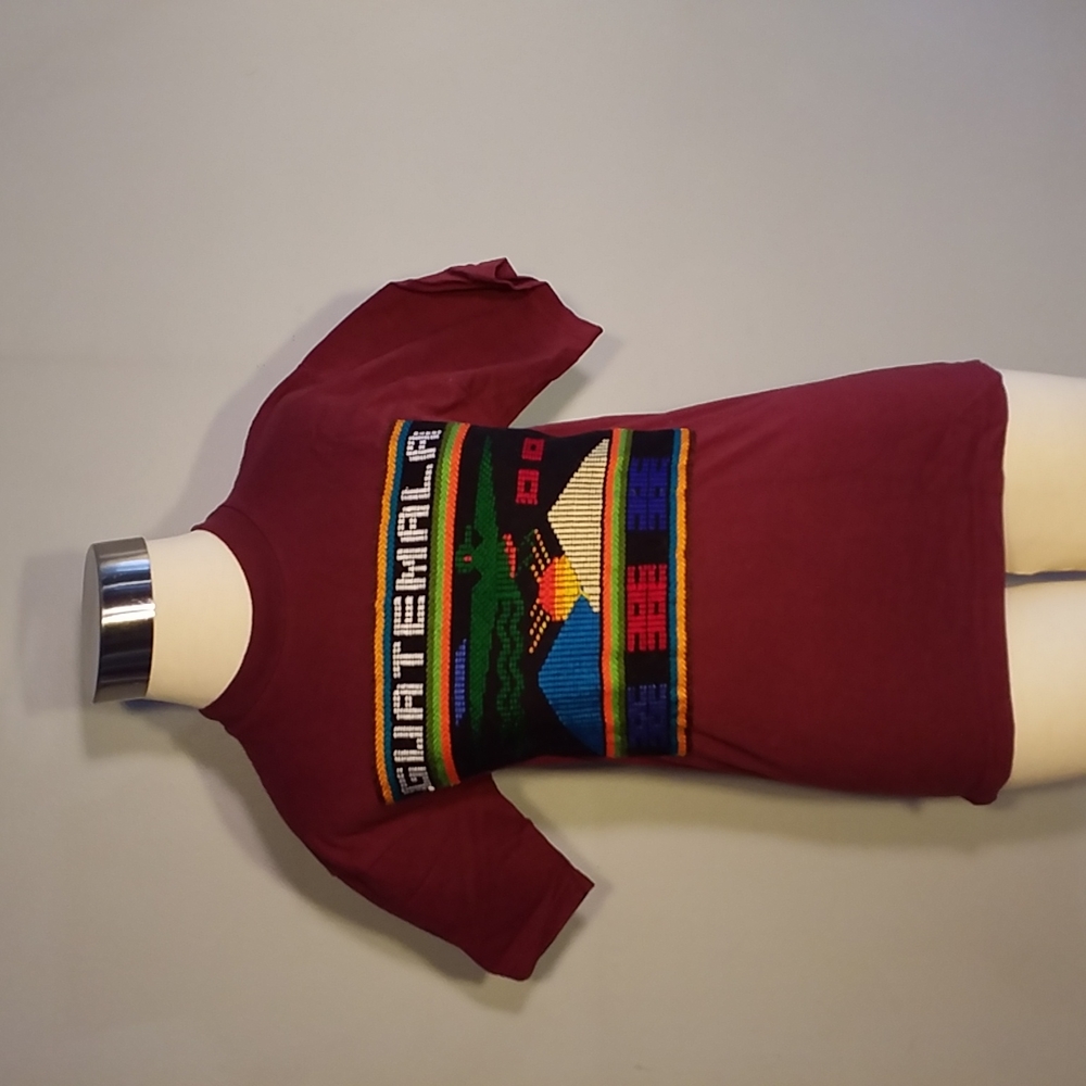 3/$25 GUATEMALA Embroidered Shirt Travel Rust Small Unisex